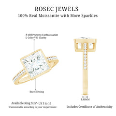 3 CT Moissanite Bezel Set Engagement Ring with Channel Set