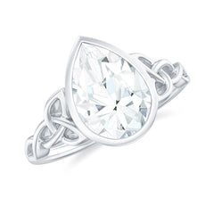 2.25 Carat Pear Shape Moissanite Celtic Knot Engagement Ring