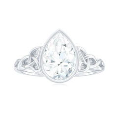 2.25 Carat Pear Shape Moissanite Celtic Knot Engagement Ring