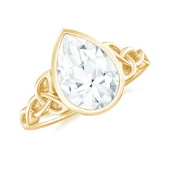 2.25 Carat Pear Shape Moissanite Celtic Knot Engagement Ring