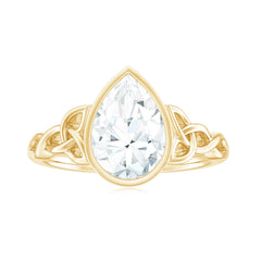 2.25 Carat Pear Shape Moissanite Celtic Knot Engagement Ring