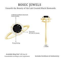 1.75 CT Lab Created Black Diamond Promise Ring with Diamond Halo