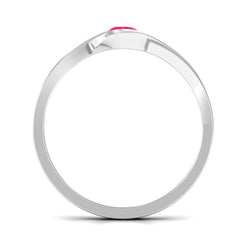 Natural Red Ruby Promise Ring with Bypass Shank