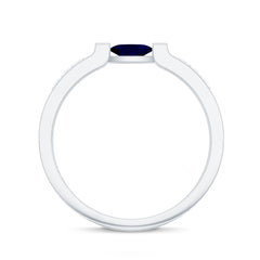 0.5 CT Oval Blue Sapphire East West Solitaire Ring with Diamond