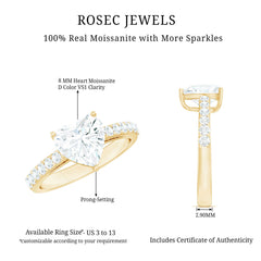 2 CT Moissanite Heart Engagement Ring With Side Stones