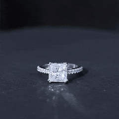 Classic Princess Cut Moissanite Solitaire Engagement Ring with Side Stones