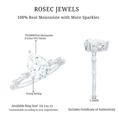 Pear Shaped Moissanite Engagement Ring with Spaced Accent