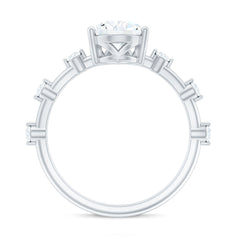 Pear Shaped Moissanite Engagement Ring with Spaced Accent