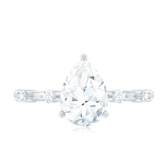 Pear Shaped Moissanite Engagement Ring with Spaced Accent