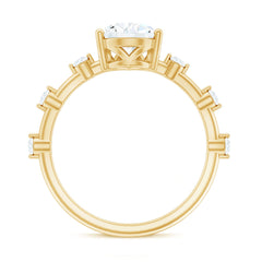 Pear Shaped Moissanite Engagement Ring with Spaced Accent