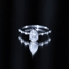 Brilliant Cut Moissanite Pear Shape Engagement Ring with Hidden Halo