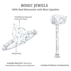 Pear Shaped Moissanite Big Engagement Ring For Women