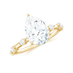 Pear Shaped Moissanite Big Engagement Ring For Women