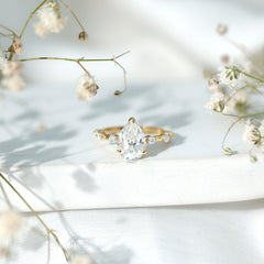 Pear Shaped Moissanite Big Engagement Ring For Women