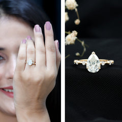 Pear Shaped Moissanite Big Engagement Ring For Women