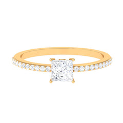 3/4 CT Princess Cut Zircon Solitaire Ring with Surprise and Side Stones