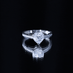 Moissanite 8MM Heart Engagement Ring with Side Stones
