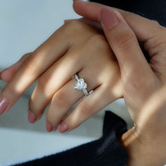 Moissanite 8MM Heart Engagement Ring with Side Stones
