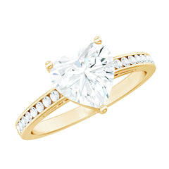 Moissanite 8MM Heart Engagement Ring with Side Stones