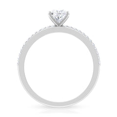 3/4 CT Princess Cut Cubic Zircon Solitaire Ring with Side Stones