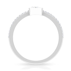 3/4 CT Bezel Set Cubic Zircon Solitaire Ring with Side Stones
