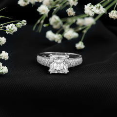 Princess Cut Moissanite Engagement Ring With Certificate