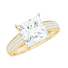 Princess Cut Moissanite Engagement Ring With Certificate