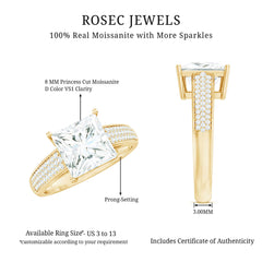 Princess Cut Moissanite Engagement Ring With Certificate
