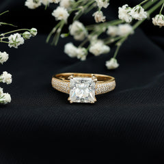 Princess Cut Moissanite Engagement Ring With Certificate