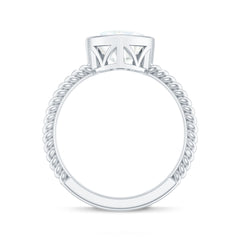 Bezel Set Moissanite Heart Engagement Ring with Twisted Rope Band