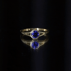 Certified 0.6 Carat Lab Grown Blue Sapphire Promise Ring with Split Shank