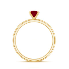 July Birthstone 5 MM Ruby Solitaire Ring in Peg Head Setting