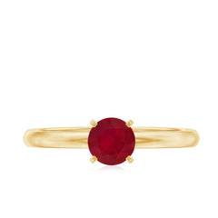 July Birthstone 5 MM Ruby Solitaire Ring in Peg Head Setting