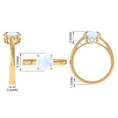 Round Cut 8 MM Moonstone Solitaire Engagement Ring