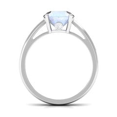 Round Cut 8 MM Moonstone Solitaire Engagement Ring