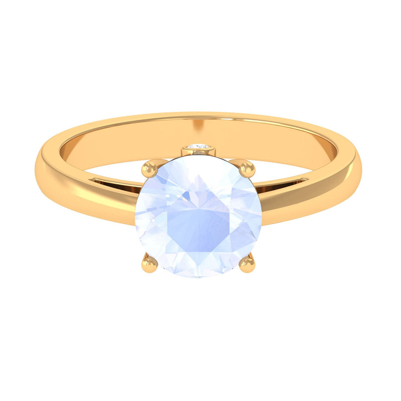 Round Cut 8 MM Moonstone Solitaire Engagement Ring