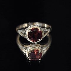 Real 8mm Solitaire Garnet Engagement Ring with Split Shank