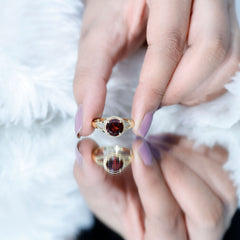 Real 8mm Solitaire Garnet Engagement Ring with Split Shank