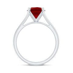 Round Lab Grown Ruby Solitaire Engagement Ring
