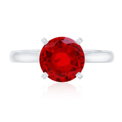 Round Lab Grown Ruby Solitaire Engagement Ring
