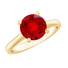Round Lab Grown Ruby Solitaire Engagement Ring