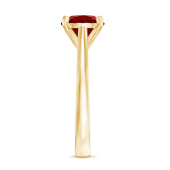 Round Lab Grown Ruby Solitaire Engagement Ring
