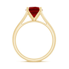Round Lab Grown Ruby Solitaire Engagement Ring