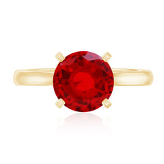 Round Lab Grown Ruby Solitaire Engagement Ring