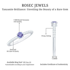 Natural Tanzanite Diamond Promise Ring for Engagement