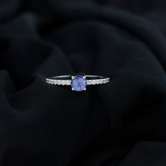 Natural Tanzanite Diamond Promise Ring for Engagement