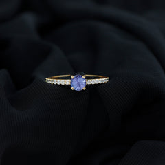 Natural Tanzanite Diamond Promise Ring for Engagement