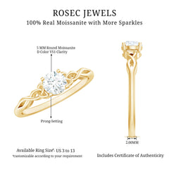 Solitaire Moissanite Celtic Knot Ring for Women