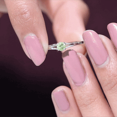 Natural Half Carat Peridot Promise Ring with Diamond