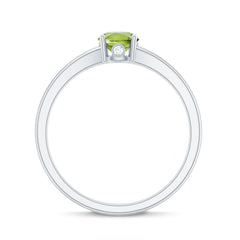 Natural Half Carat Peridot Promise Ring with Diamond